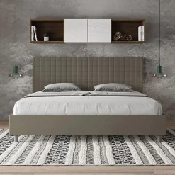 Lit Sunny cappuccino en similicuir avec sommier tapissé 200x210