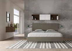 Lit Sunny cappuccino en similicuir avec sommier tapissé 200x210