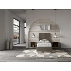 Lit Sunny cappuccino en similicuir avec sommier tapissé 80x190