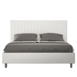 Lit Sunny en simili cuir blanc avec sommier tapissé 160x200