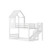 Lit superposé, 90 x 200 cm, pour 2 enfants, avec escalier d'angle, lit mezzanine, avec fenêtre