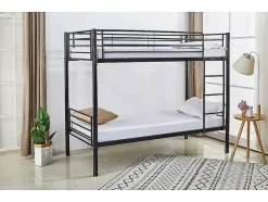 Lit superposé "ADAM" - 90 x 190 cm - Métal - Noir