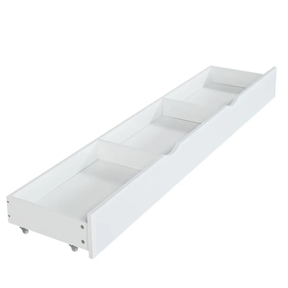 Lit superposé avec échelle, toboggan, fenêtres, sécurité, cadre bois, blanc, 90x200cm