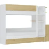 Lit superposé avec tiroir lit gigogne et 2 bureaux 3 x 90 x 190 cm - Coloris : Blanc et naturel - DOMATI