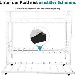 Lit Superposé Convertible 90x190 cm - Lit Enfant avec Échelle et Garde-Corps Silencieux , Fer - Sans Matelas - Blanc