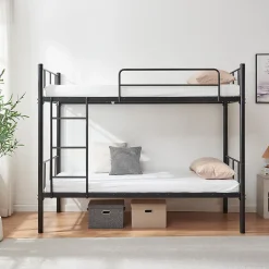 Lit superposé en métal Berimma 90 x 200 cm noir en.casa