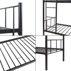 Lit superposé en métal Berimma 90 x 200 cm noir en.casa