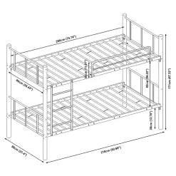 Lit superposé en métal Berimma 90 x 200 cm noir en.casa