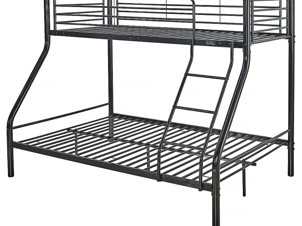 Lit superposé en métal "Leo" Sommiers inclus - 90/140 x 190 cm - Noir