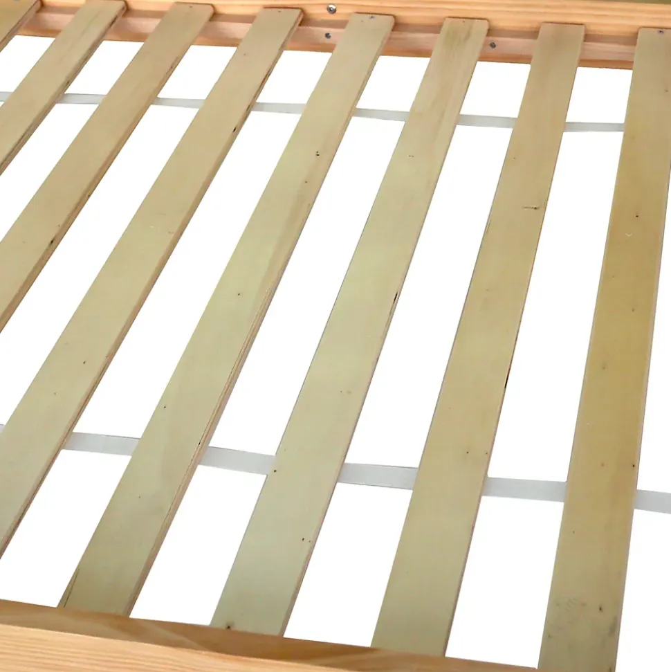 Lit superposé enfant, 2 lits simples, cadre pin massif, montage facile, naturel, 90x200 cm