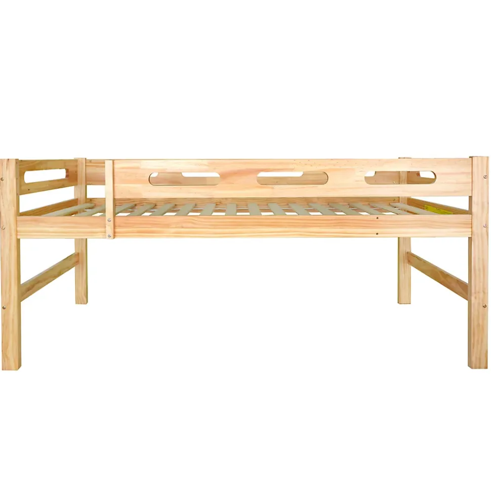 Lit superposé enfant, 2 lits simples, cadre pin massif, montage facile, naturel, 90x200 cm