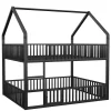 Lit superposé enfant 140 par 200 métal lit double familial mezzanine avec échelle porte ouvrante lit inférieur noir
