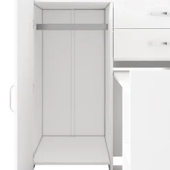 Lit Superposé enfant 90x200 cm - Lit avec Bureau Escamotable et Armoire - MDF et Panneaux Stratifiés - Sans Matelas - Blanc