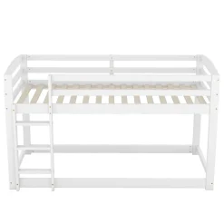 Lit superposé pour enfants, lit cadre bois massif pin, montage facile, blanc, 90x200 cm