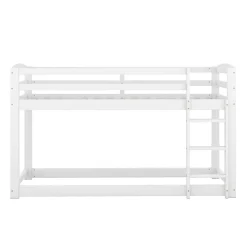 Lit superposé pour enfants, lit cadre bois massif pin, montage facile, blanc, 90x200 cm