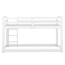 Lit superposé pour enfants, lit cadre bois massif pin, montage facile, blanc, 90x200 cm