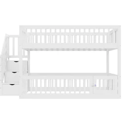 Lit superposé pour enfants et adolescents,140x200cm,bois blanc,échelle de sécurité et tiroirs