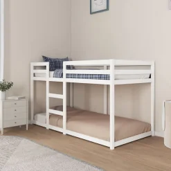 Lit superposé sans matelas blanc 90x190 cm bois de pin massif
