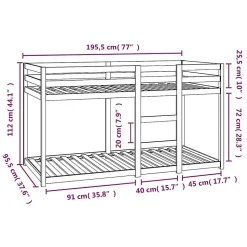 Lit superposé sans matelas 90x190 cm bois de pin massif