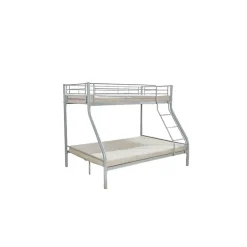 Lit superposé TRYO 3 places Métal gris 90x200 cm et 140x200 cm Sommier inclus
