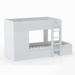 Lit superposé TWIN 90x190 avec armoire et tiroirs + 2 sommiers / Blanc