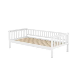 Lit Superposé 90x200 cm - Lit enfant avec 2 Tiroirs de Rangement - Bois de Pin et MDF Robuste - Blanc - Sans Matelas