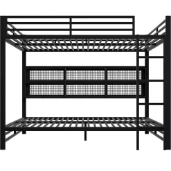 Lit Superposé 140x200 cm - Lit Enfant et Ado avec LED et Rangement, Étagères Intégrées, Sans Matelas, en Métal, Noir