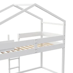 Lit superposé 90x200 cm avec 2 tiroirs - avec compartiments de rangement - avec sommier à lattes - blanc (sans matelas)