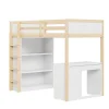 Lit superposé 90x200 cm avec bureau modulable et armoire de rangement en bois naturel