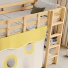 Lit superposé 90x200 cm avec toboggan et escalier intégrés, structure pin et MDF, design naturel pour chambre enfant