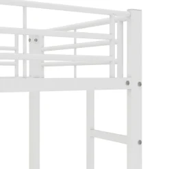 Lit superposé 90x200 cm, cadre métal, table, étagères, sécurité, pour enfants et ados