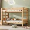 Lit superposé 90x200 cm séparable en 2 lits simples, structure bois massif naturel, montage facile