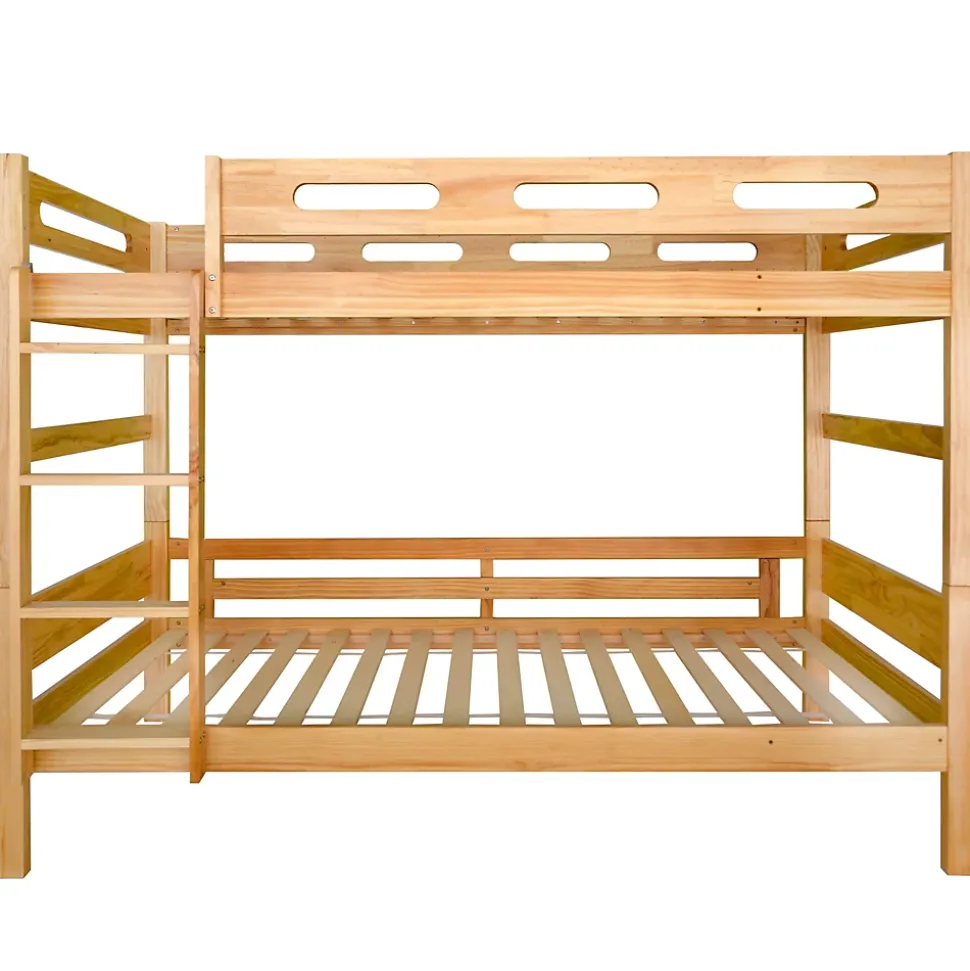 Lit superposé 90x200 cm séparable en 2 lits simples, structure bois massif naturel, montage facile