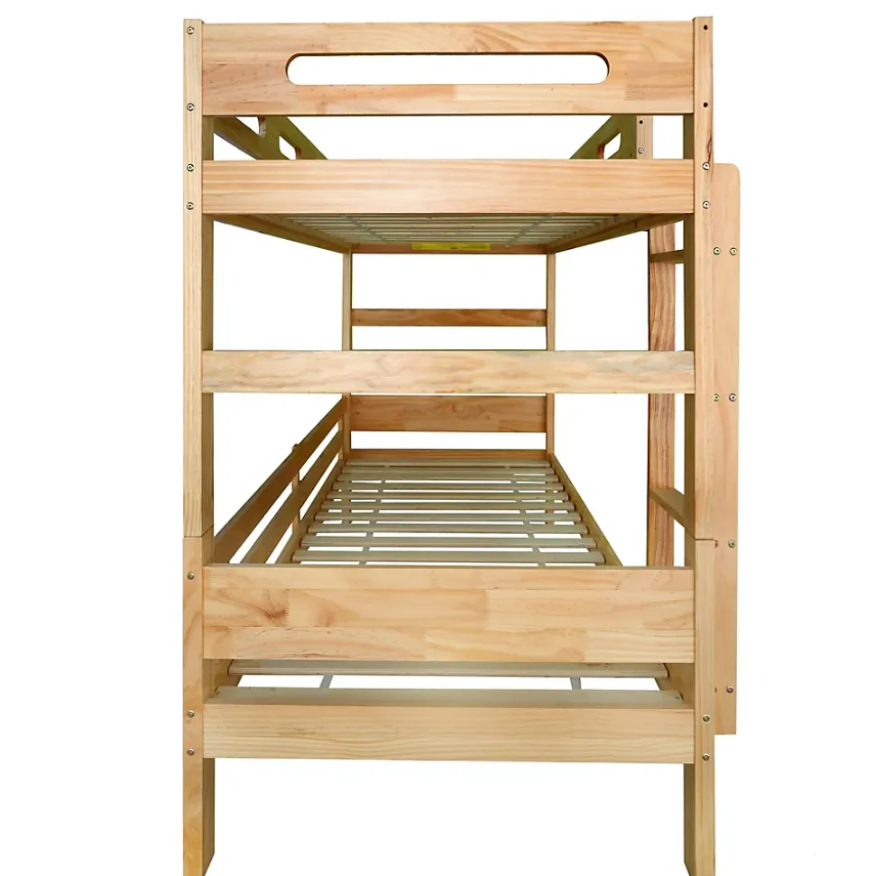 Lit superposé 90x200 cm séparable en 2 lits simples, structure bois massif naturel, montage facile