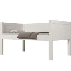 Lit superposé 90x200 cm séparables avec échelle amovible et design luge en bois et métal, blanc