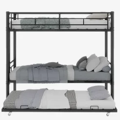 Lit superposé 196,6x97,8x156,5 cm en métal noir, convertible en 2 lits avec échelle antidérapante