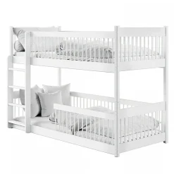 Lit superpose 90x190 au sol sommiers inclus Marion Blanc