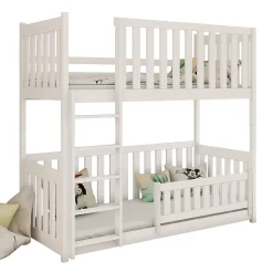 Lit superpose 90x200 au sol sommiers inclus Gabin Blanc