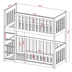 Lit superpose 90x200 au sol sommiers inclus Gabin Blanc