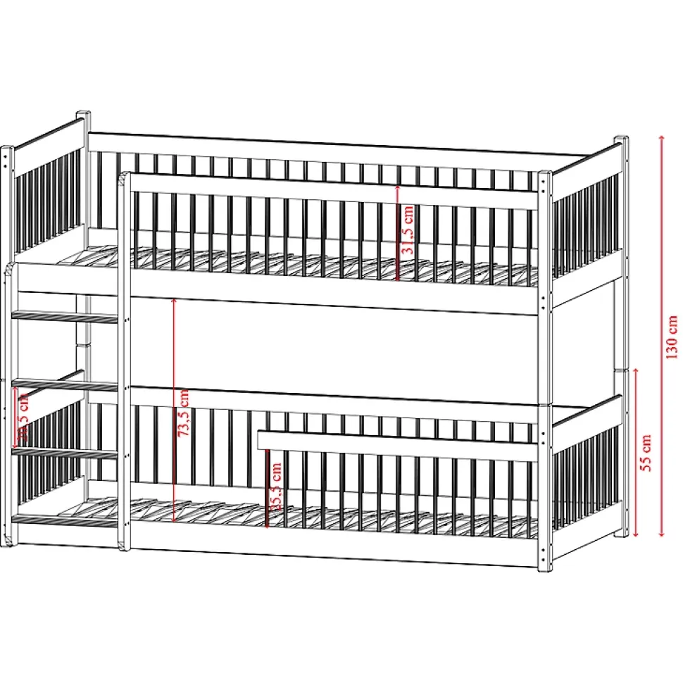 Lit superpose 90x200 au sol sommiers inclus Marion Cachemire