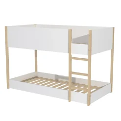 LIT SUPERPOSE 90x190 BOB + 2 SOMMIERS / Blanc et Bois clair