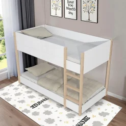 LIT SUPERPOSE 90x190 BOB + 2 SOMMIERS / Blanc et Bois clair