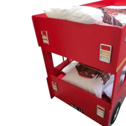 Lit superpose 90x200 Bus Londonien sommier inclus Vipack Car Beds - Rouge