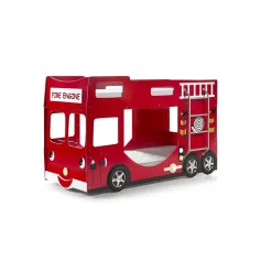 Lit superpose 90x200 Camion de pompier sommier inclus Vipack Car Beds - Rouge