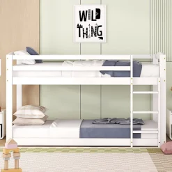 Lit superpose 90x200 cm blanc pour enfants et adolescents avec structure en pin massif facile a assembler