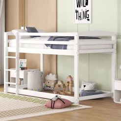 Lit superpose 90x200 cm blanc pour enfants et adolescents avec structure en pin massif facile a assembler