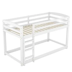 Lit superpose 90x200 cm blanc pour enfants et adolescents avec structure en pin massif facile a assembler