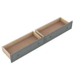 Lit superpose 90x200 cm gris avec tiroirs et lits convertibles pour chambre enfant