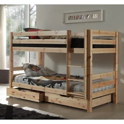 Lit Superpose 90x200 Hauteur 140 cm Sommier Inclus Vipack Pino - Bois