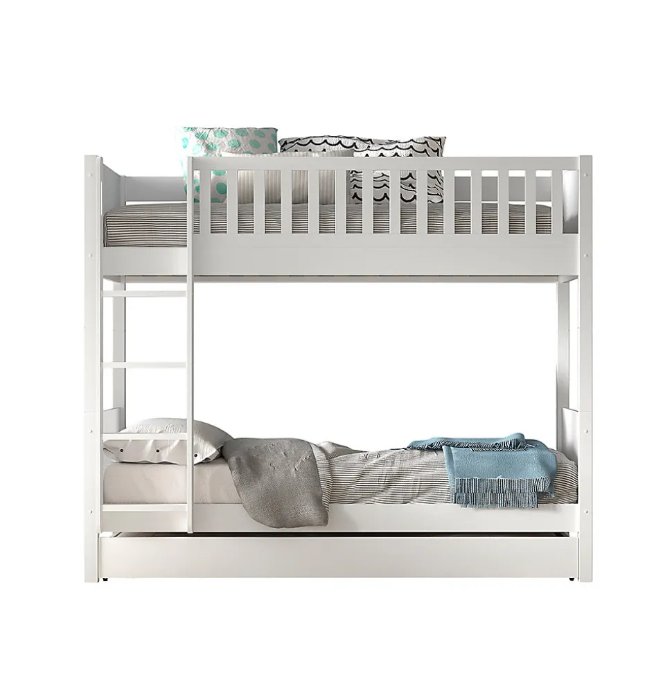 Lit superpose 90x200 sommiers et tiroir inclus Vipack Scott Blanc